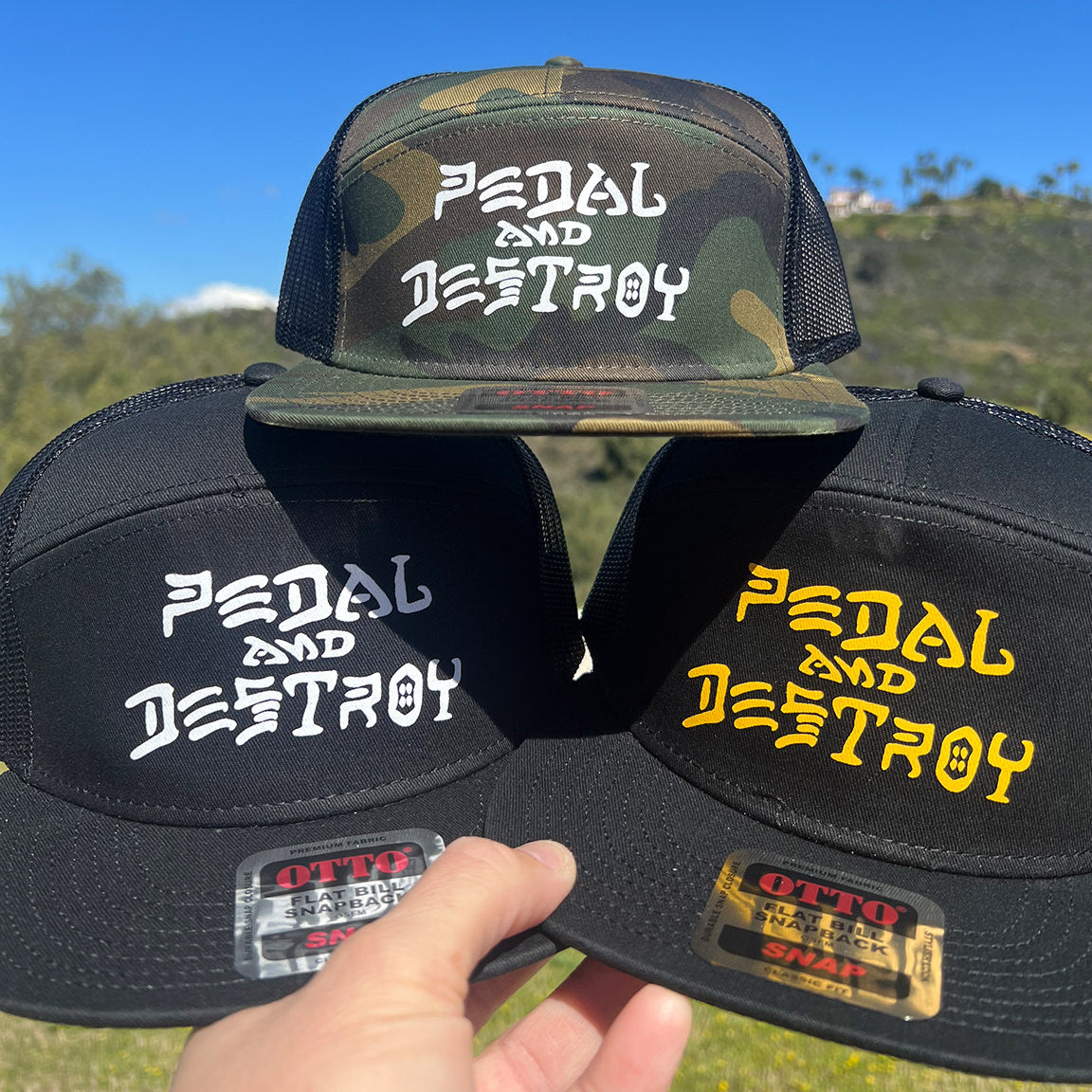 baseballs pedal Pedal and Destroy Trucker Hat Black Hat