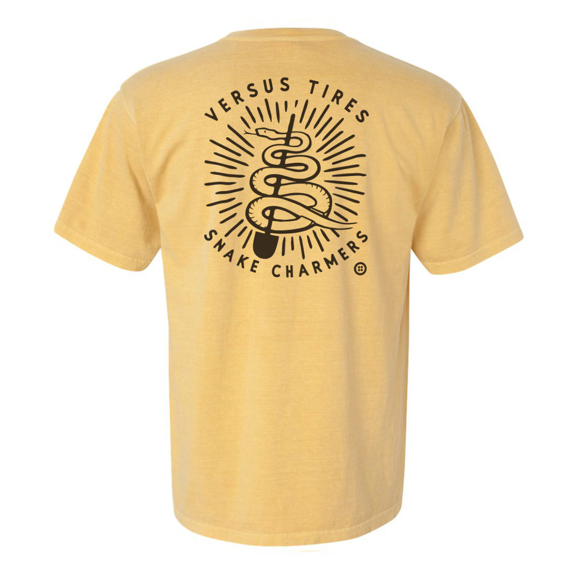 Mustard Yellow Versus Tires Snakecharmer Shirt - Back View