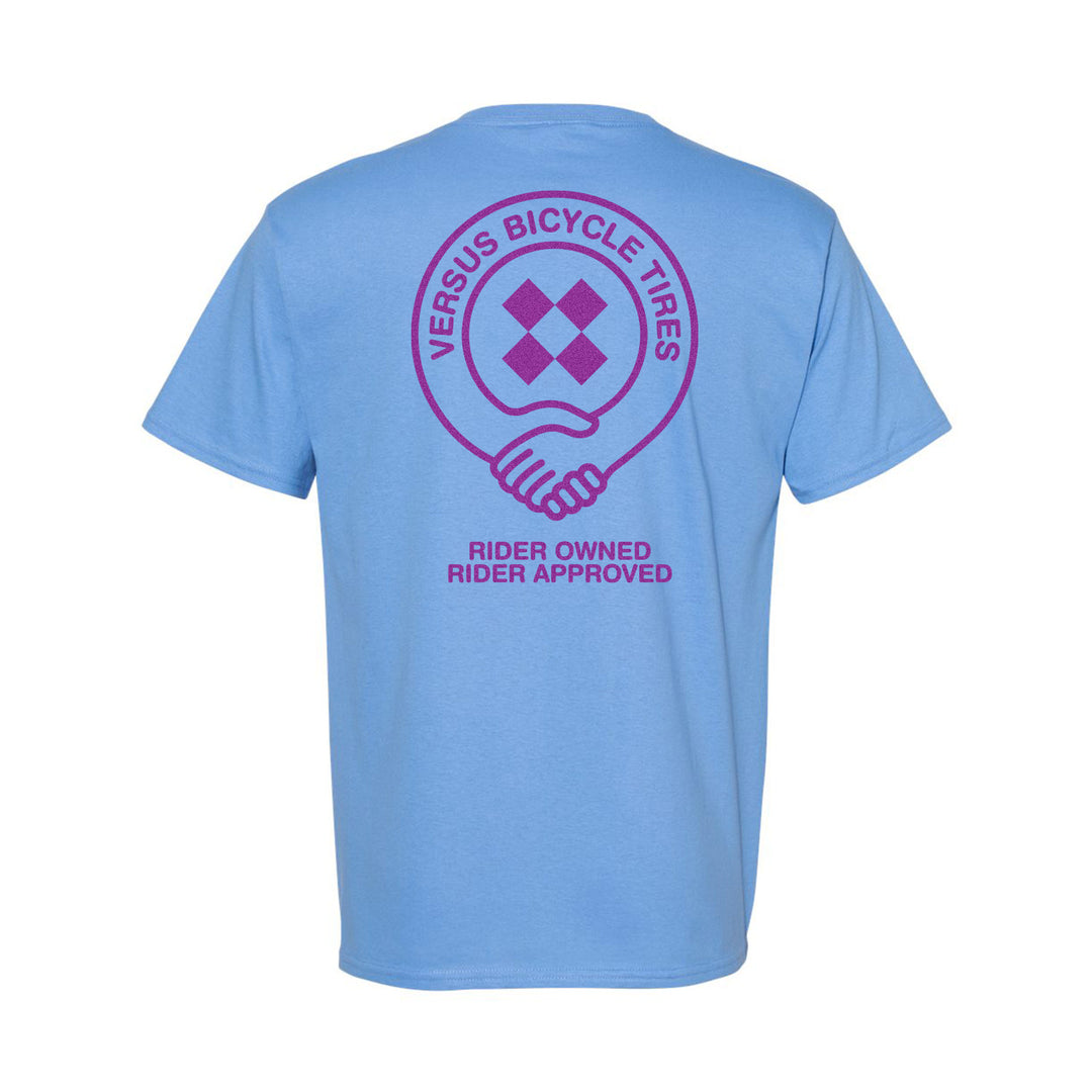 Versus Handshake T Shirt back view lt blue colorway