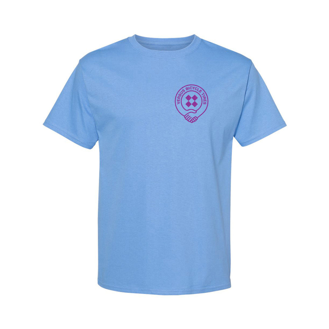 Versus Handshake T Shirt front view lt blue colorway