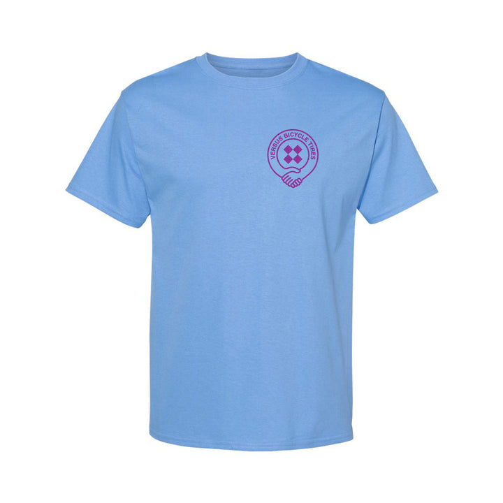 Versus Handshake T Shirt front view lt blue colorway