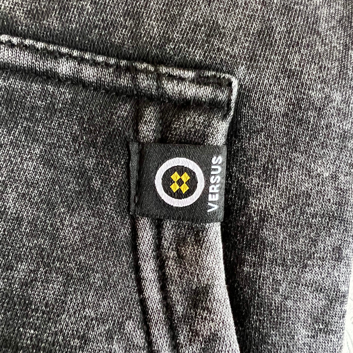 Versus Tires mineral wash hooded sweatshirt with Snakecharmer Design - pocket label detail