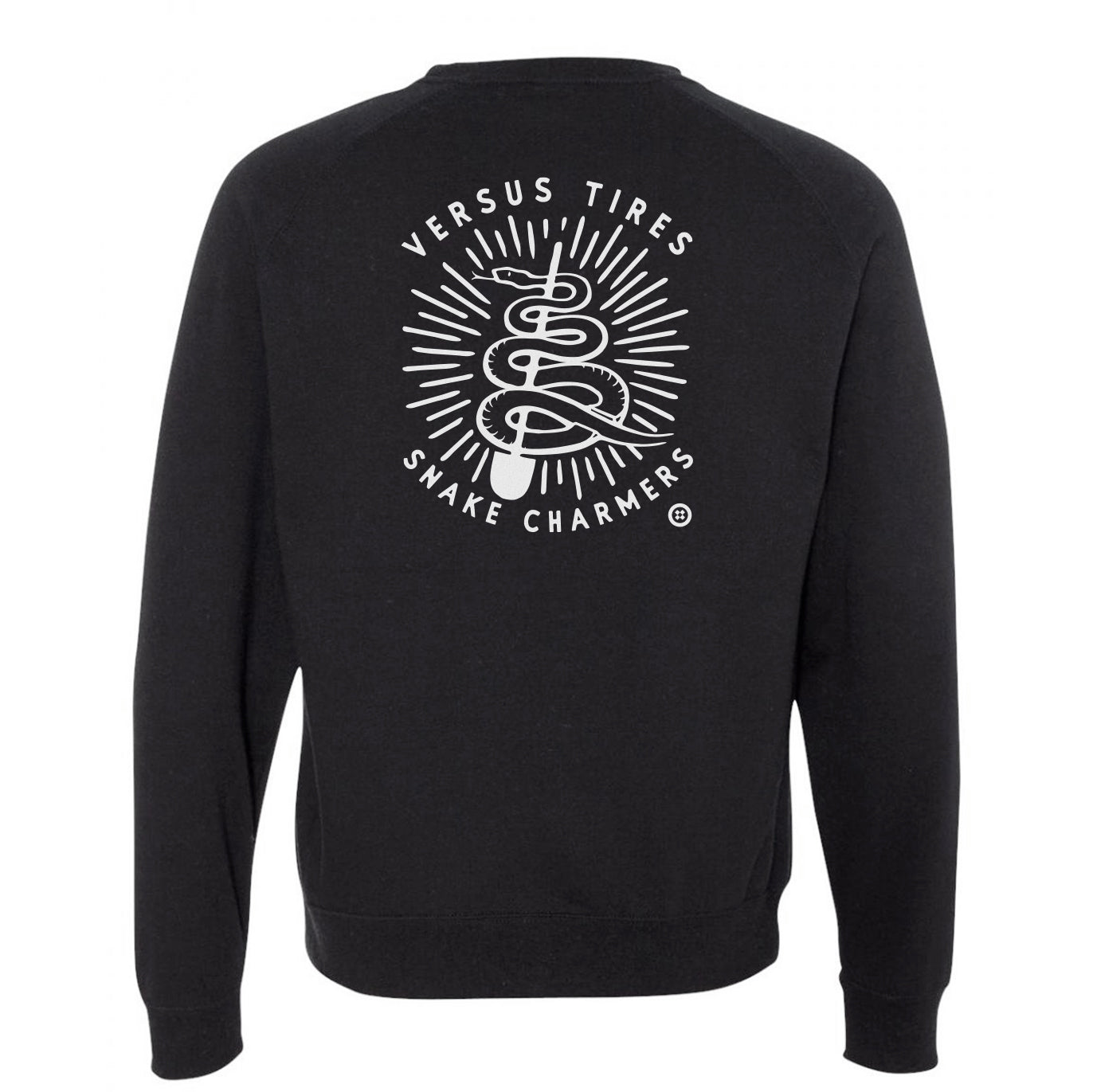 Versus Black crewneck sweatshirt with "Snakecharmer" design
